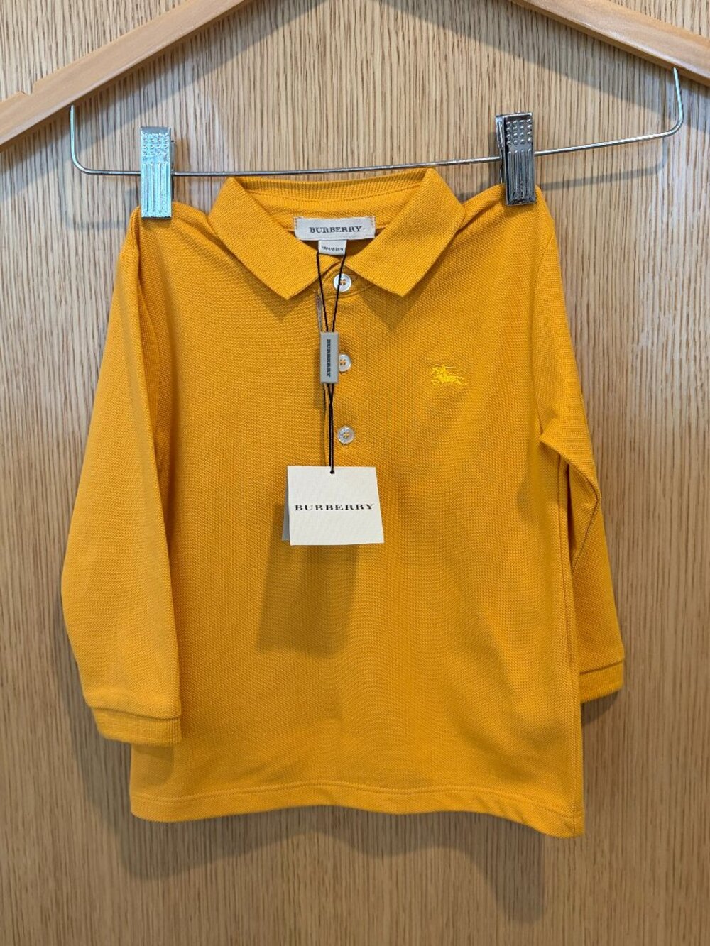 NWT Burberry Baby Piqué Polo Shirt, Mustard, Size 18M